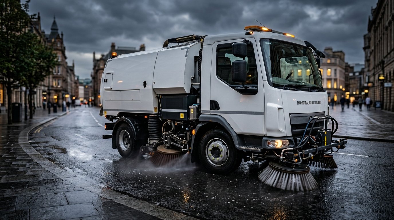 Municipal street sweeper utility truck